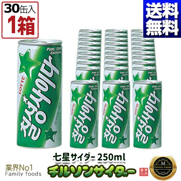 【送料無料※特定地域追加料金発生※】 ロッテ 七星 チルソン サイダー250mlx30缶 【1箱】★ LOTTE 七星サイダー/サイダー/chilsung/炭酸飲料/清涼飲料/韓国飲料/飲料/韓国飲み物/韓国食品のサムネイル