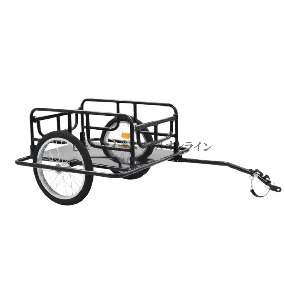 【商品名】自転車用トレーラー 耐荷重60kg 折りたたみ式フレーム ダブルホイール設計 軽量で組み立て簡単 ペットカートから荷物運搬まで対応 プロ仕様マルチユースサイクルトレーラー 貨物用トロリー 省スペース収納可能 家庭用からアウトドア利用まで【価格】32270円【商品説明】【商品名】マルチユースサイクルトレーラーカーゴバイクトレーラー 自転車用トレーラー 折りたたみ式フレーム 折り畳み式貨物自転車トレーラーダブルホイール自転車トロリー簡単脱着 サイクルトレーラー 軽量ペットカートグッズ運搬 カート組み立て簡単耐荷重60Kg【価格】32270円【商品説明】【頑丈な設計】最大積載能力は110 ポンド級で、ほとんどの荷物に対応可能です。【前後取り外し可能】前後は簡単に取り外し可能で、収納スペースが大幅に広がり、大きな荷物も積みやすくなります。【折りたたみ式S字サイドウォール】前面と背面に加え、側面も折りたためるので、大きな荷物の持ち運びも楽々。【自転車用ジョイント付属】後輪に簡単に取り付けられる汎用フックが付属しており、素早い着脱が可能で、使い勝手に優れています。【耐久性の高い構造】頑丈なスチールフレームと補強された無垢 PE 製底部を採用しており、外出時も安心してご使用いただけます。製品説明製品名：自転車用カーゴトレーラーカラー：ブラック材質：スチールこの牽引式カーゴトレーラーは、アウトドアサイクリング、キャンプ、長距離旅行など、多用途に使用できます。頑丈な【商品名】自転車用トレーラー 耐荷重60kg 折りたたみ式フレーム ダブルホイール設計 軽量で組み立て簡単 ペットカートから荷物運搬まで対応 プロ仕様マルチユースサイクルトレーラー 貨物用トロリー 省スペース収納可能 家庭用からアウトドア利用まで【価格】32270円【商品説明】【商品名】マルチユースサイクルトレーラーカーゴバイクトレーラー 自転車用トレーラー 折りたたみ式フレーム 折り畳み式貨物自転車トレーラーダブルホイール自転車トロリー簡単脱着 サイクルトレーラー 軽量ペットカートグッズ運搬 カート組み立て簡単耐荷重60Kg【価格】32270円【商品説明】【頑丈な設計】最大積載能力は110 ポンド級で、ほとんどの荷物に対応可能です。【前後取り外し可能】前後は簡単に取り外し可能で、収納スペースが大幅に広がり、大きな荷物も積みやすくなります。【折りたたみ式S字サイドウォール】前面と背面に加え、側面も折りたためるので、大きな荷物の持ち運びも楽々。【自転車用ジョイント付属】後輪に簡単に取り付けられる汎用フックが付属しており、素早い着脱が可能で、使い勝手に優れています。【耐久性の高い構造】頑丈なスチールフレームと補強された無垢 PE 製底部を採用しており、外出時も安心してご使用いただけます。製品説明製品名：自転車用カーゴトレーラーカラー：ブラック材質：スチールこの牽引式カーゴトレーラーは、アウトドアサイクリング、キャンプ、長距離旅行など、多用途に使用できます。頑丈な