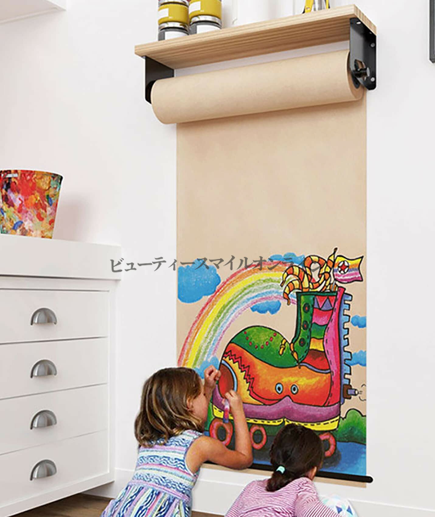 クラフト紙ロール 壁掛けブラケット 127cm 50m巻 手描きロール紙 ウォールグラフィ...