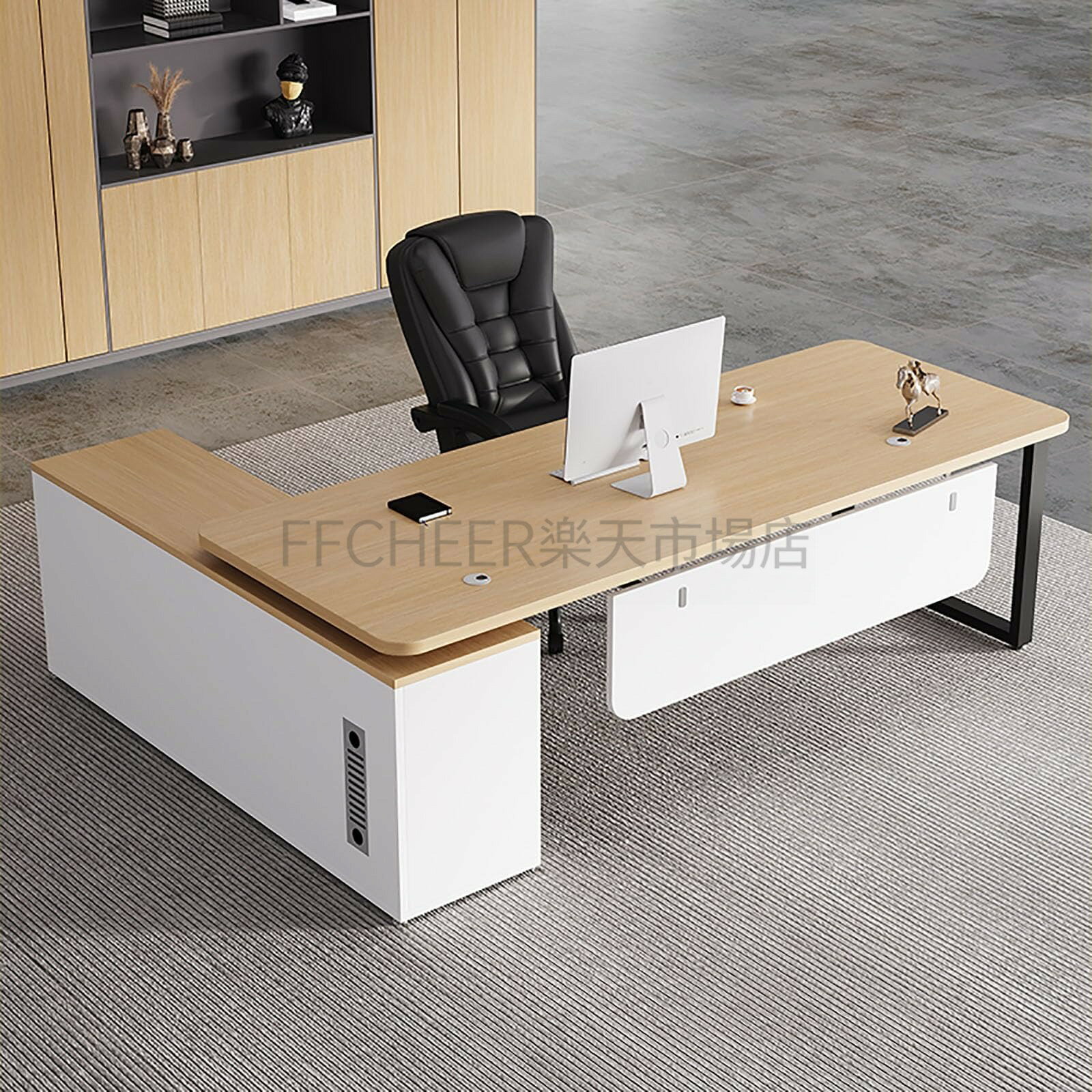 【商品名】【ポイント5倍!特定商品!7月限定!】 法人様向け 社長デスク パソコンデスク 事務机 配線ボックス付き 幅120/140/160cm オフィスデスク サイドキャビネット付き 大容量収納 安定した耐荷重 高さ調節可能 組み立て簡単 企業での使用に適しています（椅子は付属しません）【価格】51648円【商品説明】【高品質実木エコボード天板】天板には実木エコボードを採用し、防水耐高温耐刮耐摩耗性能を備え、長期間の使用でも美観を維持する高級感ある社長デスクです。【可調節フットパッド設計】脚部には可調節式フットパッドを搭載し、床の凹凸にも柔軟に対応。デスクの安定性を確保し、作業効率を高めるパソコンデスクとしても最適です。【大容量サイドキャビネット】広々としたサイドキャビネットを搭載し、ファイルや書類、日常用品を効率的に収納可能。整理整頓がしやすく、実用性に優れたオフィスデスクです。【左右自由に設置可能】サイドキャビネットは左右いずれにも取り付け可能で、オフィスレイアウトや個人の使用習慣に合わせて柔軟に配置できる法人様向け 社長デスクです。【簡単組立＆企業向け】組立はシンプルで短時間で設置可能。上質でモダンなデザインは、役員室や会議室などビジネス空間に映える事務机として幅広く活用できます。商品名：社長デスク商品材質：天然木エコボード（防水耐熱耐傷耐摩耗）+ 金属フレーム商品カラー：灰色/黒色/白色/茶色/木目調メインテーブルサイズ：120 × 60 × 75cm140 × 60 × 75cm160 ×【商品名】【ポイント5倍!特定商品!7月限定!】 法人様向け 社長デスク パソコンデスク 事務机 配線ボックス付き 幅120/140/160cm オフィスデスク サイドキャビネット付き 大容量収納 安定した耐荷重 高さ調節可能 組み立て簡単 企業での使用に適しています（椅子は付属しません）【価格】51648円【商品説明】【高品質実木エコボード天板】天板には実木エコボードを採用し、防水耐高温耐刮耐摩耗性能を備え、長期間の使用でも美観を維持する高級感ある社長デスクです。【可調節フットパッド設計】脚部には可調節式フットパッドを搭載し、床の凹凸にも柔軟に対応。デスクの安定性を確保し、作業効率を高めるパソコンデスクとしても最適です。【大容量サイドキャビネット】広々としたサイドキャビネットを搭載し、ファイルや書類、日常用品を効率的に収納可能。整理整頓がしやすく、実用性に優れたオフィスデスクです。【左右自由に設置可能】サイドキャビネットは左右いずれにも取り付け可能で、オフィスレイアウトや個人の使用習慣に合わせて柔軟に配置できる法人様向け 社長デスクです。【簡単組立＆企業向け】組立はシンプルで短時間で設置可能。上質でモダンなデザインは、役員室や会議室などビジネス空間に映える事務机として幅広く活用できます。商品名：社長デスク商品材質：天然木エコボード（防水耐熱耐傷耐摩耗）+ 金属フレーム商品カラー：灰色/黒色/白色/茶色/木目調メインテーブルサイズ：120 × 60 × 75cm140 × 60 × 75cm160 ×