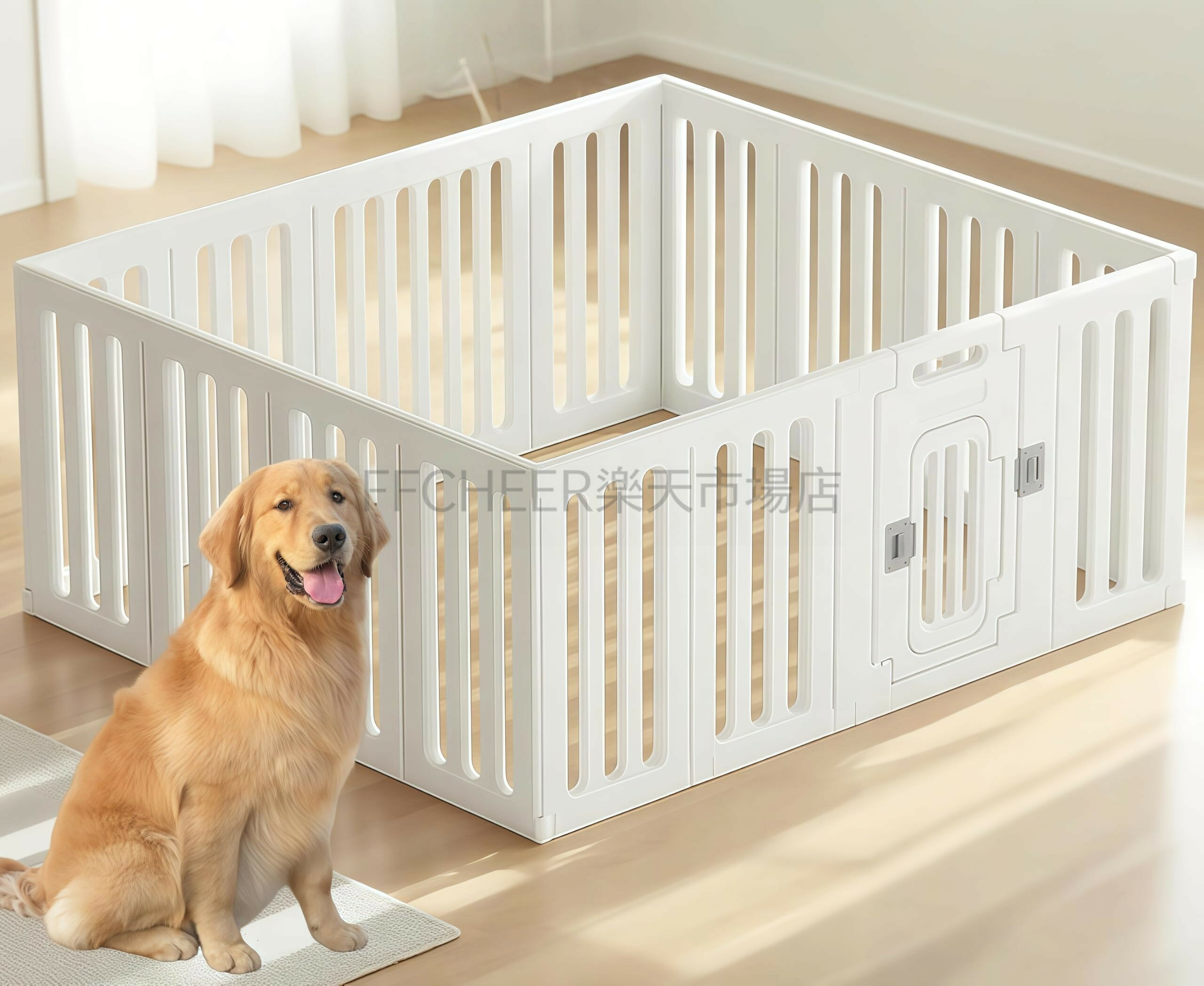犬 サークル ペットサークル 高さ60cm 16枚 犬ケージ 扉付き DIY 自由にレイアウト 簡単組立 脱出防止 室内ケージ ペット用品 猫用 犬用 小動物 屋外 室内用（ホワイト，143x123.5x60cm）