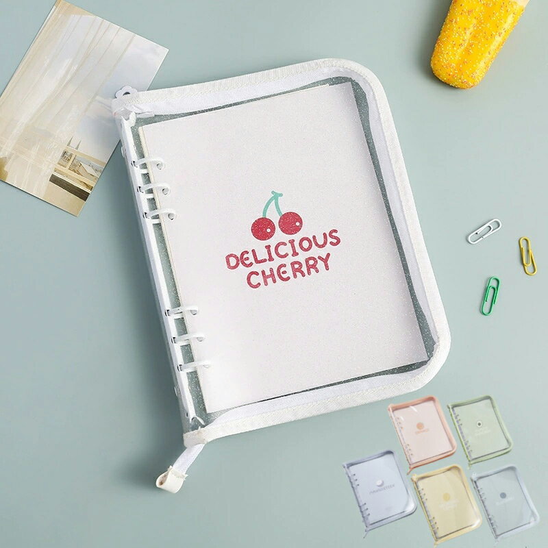 シール帳 透明 システム手帳 A5サイズ バインダー カード入れ 動物 猫 ウサギ柄タイプ クリア手帳 6穴リング カスタマイズ手帳 DIYデコ リフィルセット...