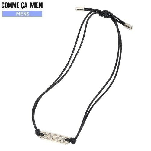 ★SALE64%OFF【COMME CA MEN】コムサメン 日本製 ボトル付き 市松柄モチーフブレスレット 黒『19/9/4』250919　20.03sage