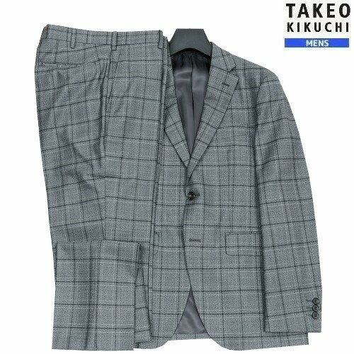 タケオキクチ スーツ TAKEO KIKUCHI 50%OFF メンズ ブランド 日本製 ウインドウペン シングル 2ボタン グレー 24/3/5 280324 タケオキクチ スーツ TAKEO KIKUCHI 50%OFF メンズ ブランド 日本製 ウインドウペン シングル 2ボタン グレー 24/3/5 280324