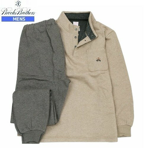 ブルックスブラザーズ パジャマ Brooks Brothers 32%OFF メンズ ブランド ギフト プレゼント 秋冬 裏ベロア 杢無地 ハイネック 紳士 長袖 長ズボン ベージュ 25/1/4 230125