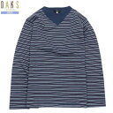 ★SALE57%OFF【DAKS】ダックス 日本製 ボーダー Vネック シャツ(長袖)(ルームウェア) 紺『21/7/1』010721