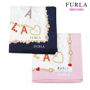 フルラ ハンカチ 2枚セット FURLA レディース ブランド ギフト プレゼント ラッピング無料 日本製 ロゴチェーン プリント コットン 紺×ピンク 24/4/4 260424【送料無料】