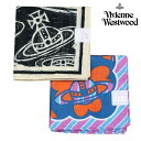 ヴィヴィアンウエストウッド ハンカチ（レディース） ヴィヴィアンウエストウッド ハンカチ 2枚セット Vivienne Westwood レディース ブランド ギフト プレゼント ラッピング無料 日本製 ORB プリント コットン 黒×青 24/4/4 260424【送料無料】