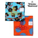 ヴィヴィアンウエストウッド ハンカチ（レディース） ヴィヴィアンウエストウッド ハンカチ 2枚セット Vivienne Westwood レディース ブランド ギフト プレゼント ラッピング無料 日本製 レオパード / ドット コットン 青×橙 24/4/4 260424【送料無料】