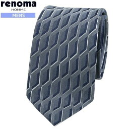 レノマ SALE大特価【renoma HOMME】レノマオム 幾何学模様 クレリック シルクネクタイ 就活 ギフト プレゼント ブランド おしゃれ 灰青『20/10/5』291020【送料無料】