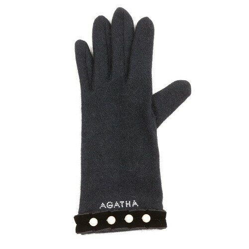 1点限り AGATHA PARIS アガタ・パリ スマートフォン対応 装飾 アンゴラ混 グローブ(手袋) 黒 22/10/2 061022【送料無料】
