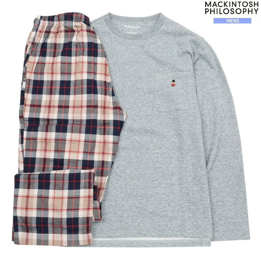 マッキントッシュ パジャマ MACKINTOSH PHILOSOPHY 28%OFF メンズ ブランド ギフト プレゼント ラッピング無料 バッキンガムベア クルーネック 紳士 長袖 長ズボン グレー×ベージュ 24/5/5 300524