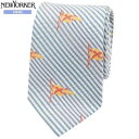 SALE大特価【NEWYORKER】ニューヨーカー 日本製 ストライプ×フラッグ刺繍シルクサッカーネクタイ 就活 ギフト プレゼント ブランド おしゃれ 青『1...