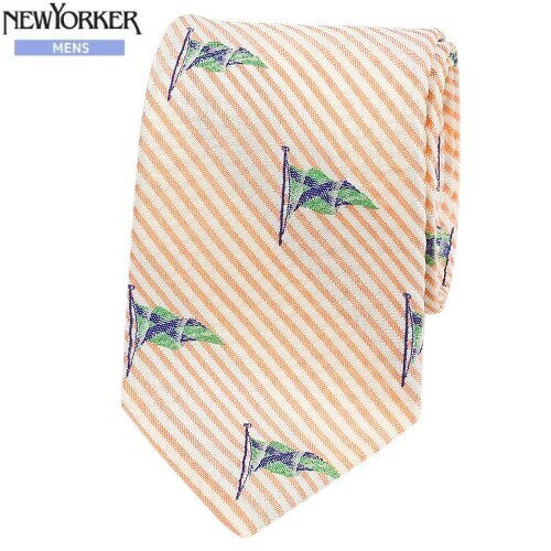 SALE大特価【NEWYORKER】ニューヨーカー 日本製 ストライプ×フラッグ刺繍シルクサッカーネクタイ 就活 ..