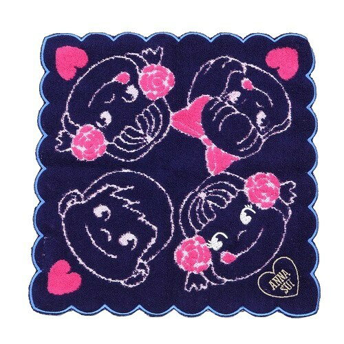 ANNA SUI アナスイ ペコちゃんコラボ/ローズアップリケ タオルハンカチ 2枚セット 紫×ピンク 22/12/2 081222【送料無料】