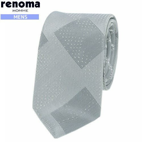 レノマ SALE大特価【renoma HOMME】レノマオム ストーン装飾 ドット クレリック シルクネクタイ 就活 ギフト プレゼント ブランド おしゃれ グレー『19/5/2』100519【送料無料】