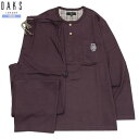 SALE32%OFF DAKS ダックス 日本製 エンブレム刺繍 紳士 ルームウェア上下セット 長袖&長ズボン ワイン 23/3/2 090323