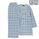 SALE50％OFF ARAMIS アラミス チェック 前開き 紳士 パジャマ メンズ ギフト プレゼント ブランド おしゃれ 8分袖＆8分丈ズボン 明青 23/3/5 300323