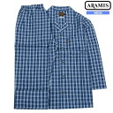 SALE42％OFF ARAMIS アラミス チェック 前開き 紳士 パジャマ メンズ ギフト プレゼント ブランド おしゃれ 長袖＆長ズボン 紺 23/3/5 300323