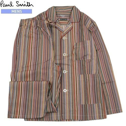 【新古品】ポールスミス パジャマ Paul Smith ブランド メンズ ギフト ラッピング無料 プレゼント マルチストライプ シグネチャーストライプ 前開き 紳士 長袖 長ズボン 赤 23/6/5 290623