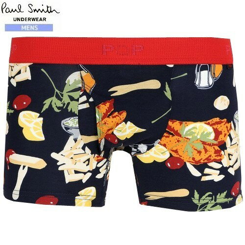 ポールスミス ボクサーパンツ Paul Smith メンズ ブランド ギフト プレゼント ラッピング無料 POP フード プリント ショート SHORT BOXER 紺 23/8/1 030823