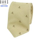 訳あり特価 DAKS ネクタイ ダックス メンズ ブランド 日本製 マイクロチェック×テディベア 刺繍 シルク 黄色 23/8/2 100823【送料無料】