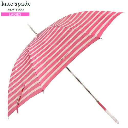 ケイトスペード 長傘 kate spade new york 50%OFF レディース ブランド ギフト プレゼント ラッピング無料 グラスファイバー骨 ボーダー 婦人 雨傘 ピンク 23/8/5 310823