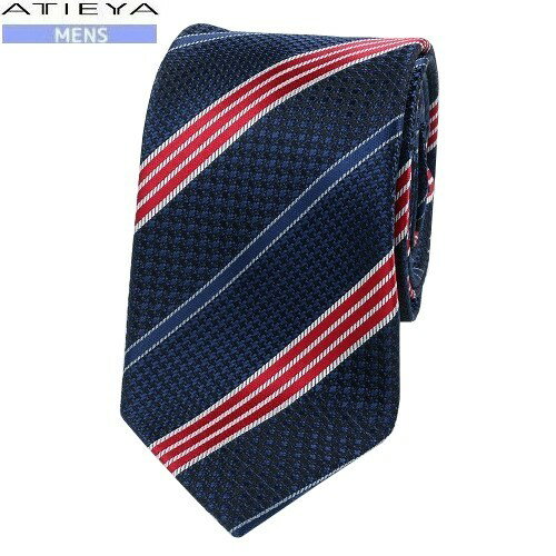 ★SALE66%OFF【ATIEYA】アタイヤ 日本製 レジメンタル シルクネクタイ 就活 ギフト プレゼント ブランド おしゃれ 紺『22/1/3』140122【送料無料】