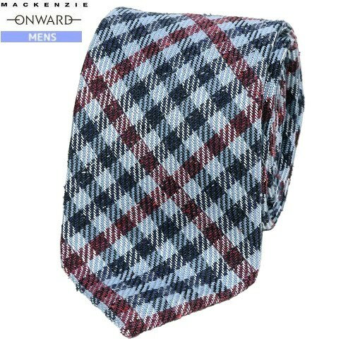 Rakuten - マッケンジー ネクタイ MACKENZIE オンワード ONWARD メンズ ギフト プレゼント ラッピング無料 チェック シルクウール 青×赤 24/3/2 070324【送料無料】