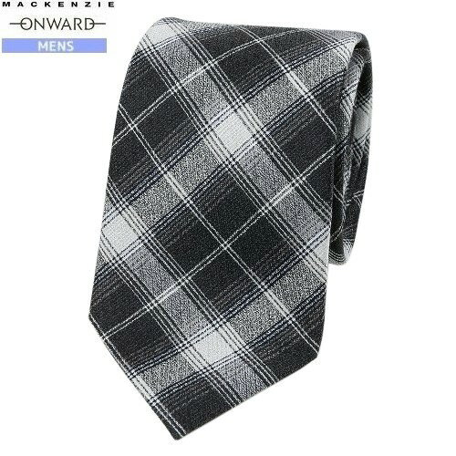マッケンジー ネクタイ MACKENZIE オンワード ONWARD メンズ ギフト プレゼント ラッピング無料 チェック シルクウール グレー 24/3/3 140324【送料無料】