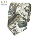 ★SALE50%OFF【DAKS】ダックス 日本製 プリント シルクネクタイ 就活 ギフト プレゼント ブランド おしゃれ ベージュ『21/10/5』29102...