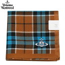 ヴィヴィアンウエストウッド ハンカチ Vivienne Westwood メンズ レディース ブランド ギフト プレゼント ラッピング無料 日本製 ORB刺繍 チェック コットン ハンカチーフ 茶 24/1/4 250124