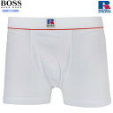 外箱ダメージ有 BOSS / HUGO BOSS ボクサーパンツ ヒューゴ ボス メンズ 下着 ブランド おしゃれ BOSS × Russell Athletic コットン ストレッチ 白 24/7/1 040724【送料無料】