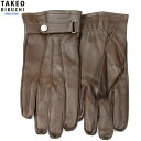 タケオキクチ 手袋 TAKEO KIKUCHI メンズ ブランド ギフト プレゼント 本革 ベルト付き ロゴ刻印ボタン レザーグローブ 暗茶 24/12/3 2...