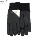 訳あり商品 アニエスベー 手袋 agnes b. メンズ ブランド タッチパネル対応 ロゴ入り ストレッチ グローブ 黒 24/12/3 201224【送料無料】
