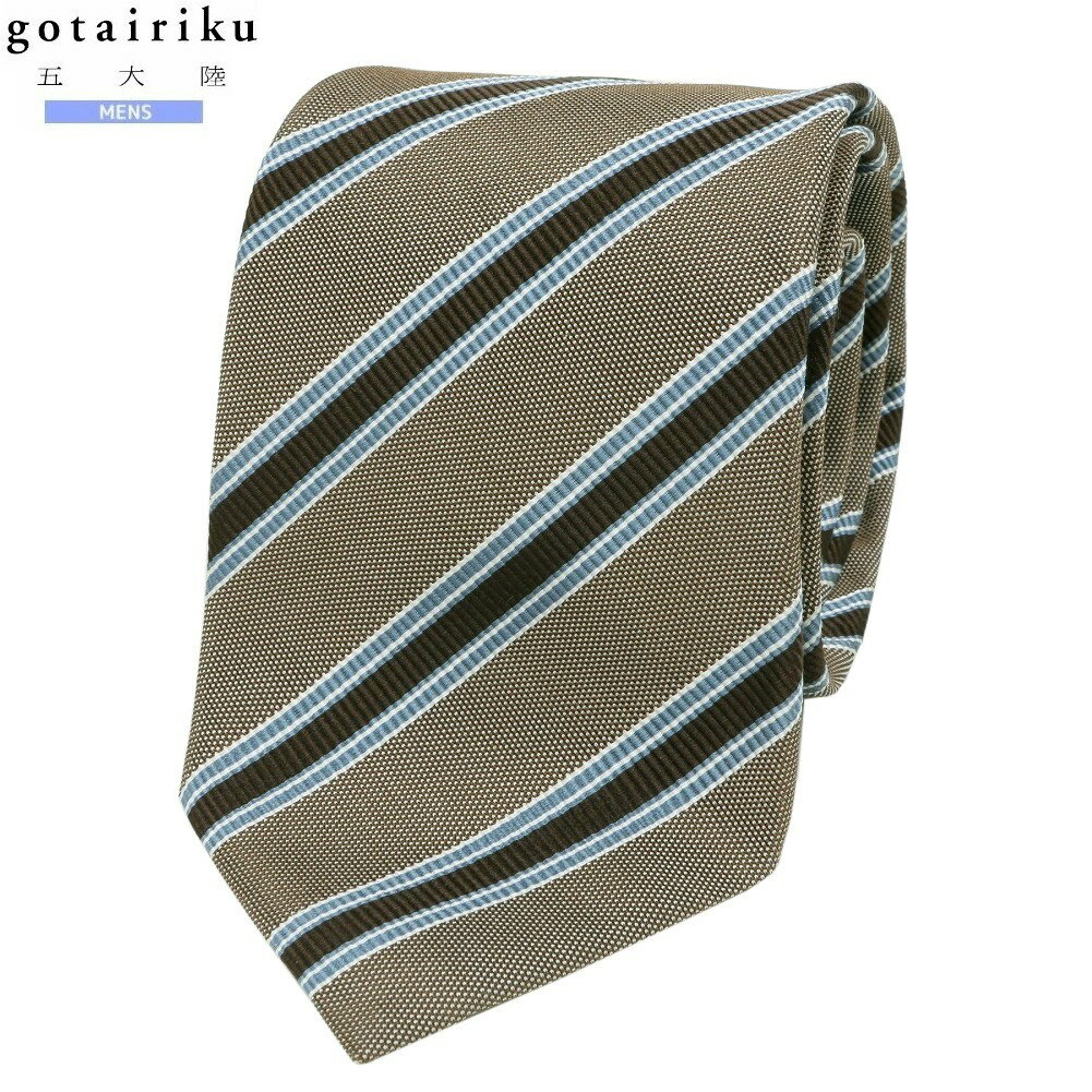 サンプル品 五大陸 ネクタイ gotairiku メンズ ブランド 日本製 FermoFossati レジメンタル シルクコットン ベージュ 25/3/2 060325【送料無料】