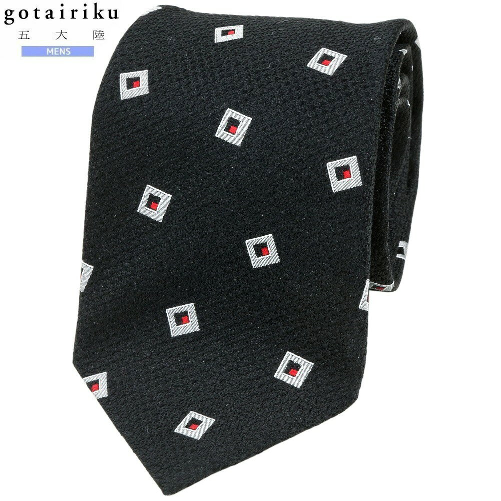 五大陸 ネクタイ gotairiku 50%OFF メンズ ブランド ギフト プレゼント 日本製 ハンドメイド 京都西陣 小紋柄 シルク 黒 25/3/3 130325【送料無料】