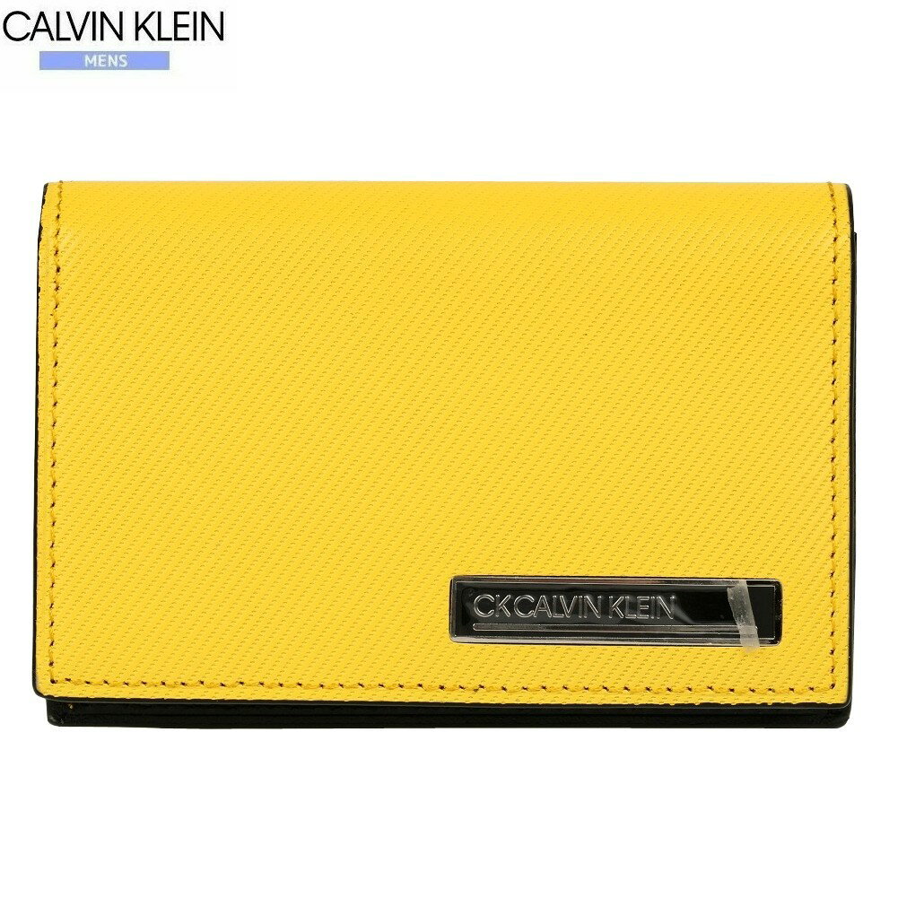 カルバンクライン 名刺入れ CK CALVIN KLEIN 30%OFF メンズ ブランド ギフト プレゼント 本革 ポリッシュ レザー カードケース 黄色 25/4/1 030425