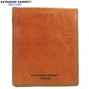 訳あり商品 キャサリンハムネット 二つ折り財布 KATHARINE HAMNETT LONDON メンズ ブランド 本革 ベジタブルタンニンレザー 茶 2504BE