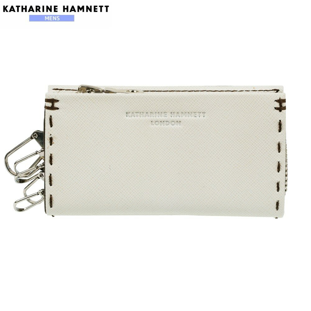 訳あり商品 キャサリンハムネット キーケース KATHARINE HAMNETT LONDON メンズ ブランド 本革 エンボスレザー ラウンドファスナー 白 2504BE【送料無料】