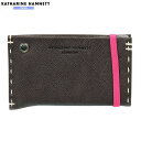 訳あり商品 キャサリンハムネット カードケース KATHARINE HAMNETT LONDON メンズ ブランド 本革 エンボスレザー 暗茶 2504BE【送料無料】