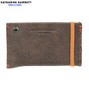 訳あり商品 キャサリンハムネット カードケース KATHARINE HAMNETT LONDON メンズ ブランド 本革 エンボスレザー チョコ 2504BE【送料無料】