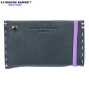 訳あり商品 キャサリンハムネット カードケース KATHARINE HAMNETT LONDON メンズ ブランド 本革 エンボスレザー 紺 2504BE【送料無料】