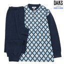 DAKS パジャマ ダックス 38%OFF メンズ ブランド ギフト プレゼント 日本製 アーガイルチェック ヘンリーネック 紳士 長袖 長ズボン 青 2504...