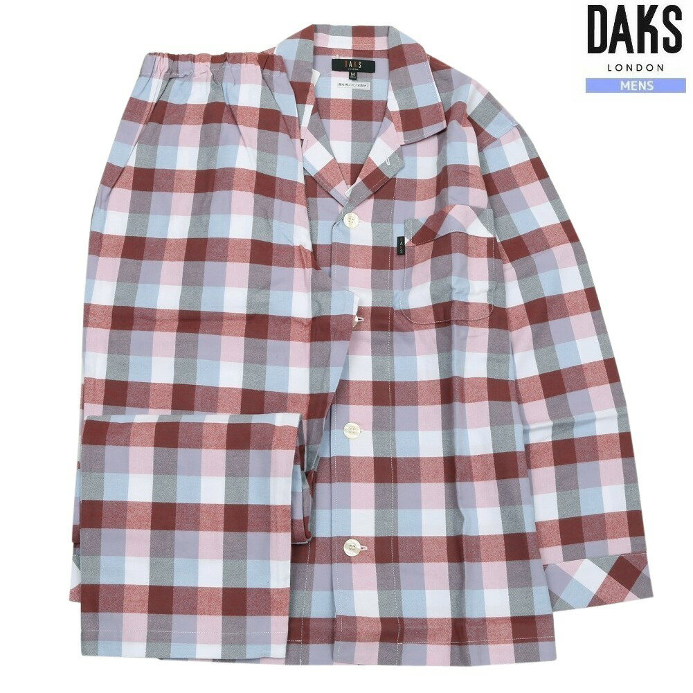 Rakuten - DAKS パジャマ ダックス 26%OFF メンズ ブランド ギフト プレゼント 秋冬 日本製 甘撚り糸 ネル生地 チェック 前開き 紳士 長袖 長ズボン 赤 2504BE