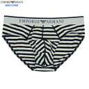 箱なし エンポリオアルマーニ ブリーフ パンツ EMPORIO ARMANI メンズ ブランド ボーダー コットン ストレッチ ベージュ 1206BE【送料無料...