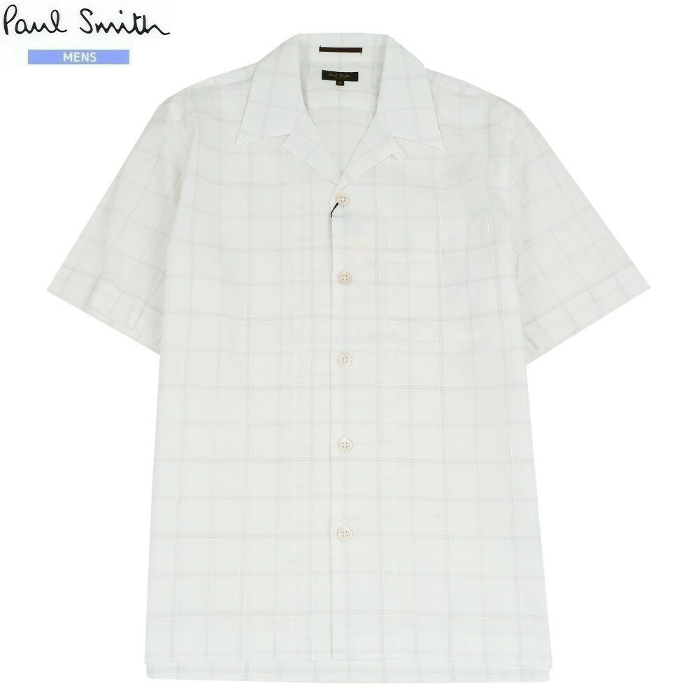訳あり商品 ポールスミス カジュアルシャツ Paul Smith COLLECTION メンズ ブランド 日本製 ブークレチェック シャツ 半袖 白 2506B...