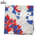 訳あり商品 ヴィヴィアンウエストウッド ハンカチ Vivienne Westwood レディース ブランド 日本製 プリント コットン 大判 ハンカチーフ 青 0307BE【送料無料】