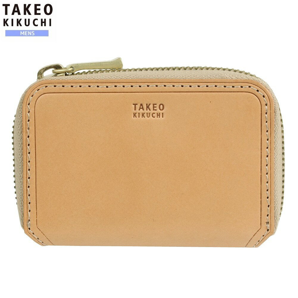 タケオキクチ 小銭入れ TAKEO KIKUCHI 31%OFF メンズ ブランド ギフト プレゼント 本革 サーフェス キーチェーン付き レザー ラウンドファスナー ベージュ 1809BE