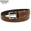 訳あり商品 ニコル レザーベルト NICOLE メンズ ブランド 本革 ロゴ刻印 ビジネス レザー 茶 3110BE